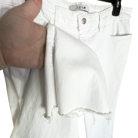 JOE’S JEANS Women’s High Rise Split Cuff Raw Hem White Jeans size 33 - Picture 3 of 6